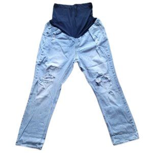 🌿S.O.N.G Maternity Distressed Light Wash Straight Leg Jeans [ML]🌿